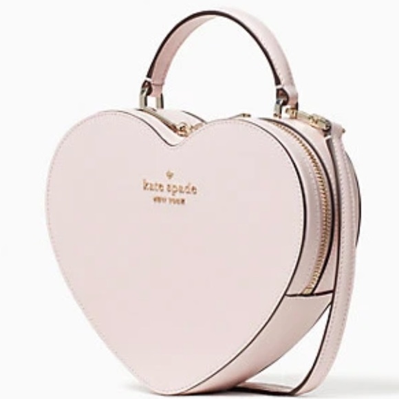 🎁 KATE SPADE BEAUTIFUL CHALK PINK HEART LOVE SHACK CROSSBODY STRAP INCLUDED NEW - Picture 3 of 5